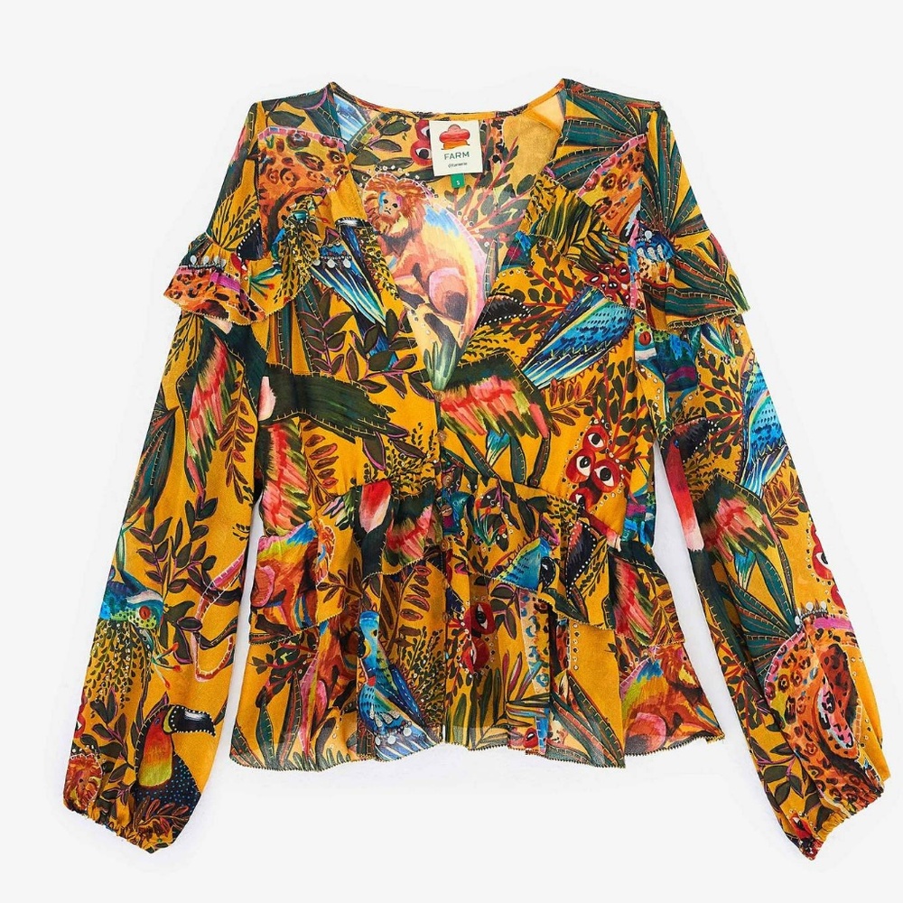Into The Wild Long Sleeve Ruffle Top